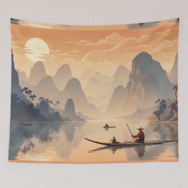 Item preview, Chinese Landscape with Mountains designed and sold by Asiantrendzz.