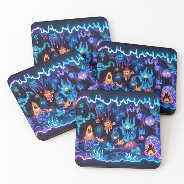 Item preview, cute colorful monsters in cave-neon multicolor doodle designed and sold by minazareei.