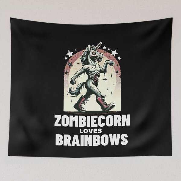 Item preview, Zombiecorn Loves Brainbows Creepy Unicorn designed and sold by LuminOrb.