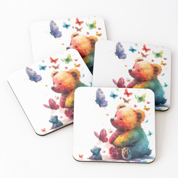 Item preview, Rainbow cute bear, Bear custom, Teddy Bear funny with Butterflies of many colors designed and sold by CHOKCHAIVONGDEE.