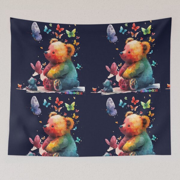 Item preview, Rainbow cute bear, Bear custom, Teddy Bear funny with Butterflies of many colors designed and sold by CHOKCHAIVONGDEE.