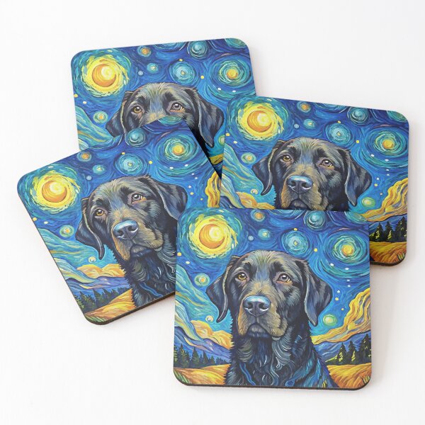 Item preview, Black Labrador Retriever in Van Gogh's Starry Night Art Style designed and sold by Art-Jiyuu.
