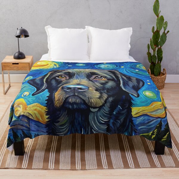 Item preview, Black Labrador Retriever in Van Gogh's Starry Night Art Style designed and sold by Art-Jiyuu.