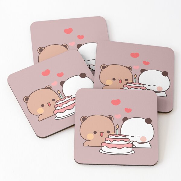 Item preview, DuDu Bear celebrating his love BuBu Panda’s birthday designed and sold by Pandety.