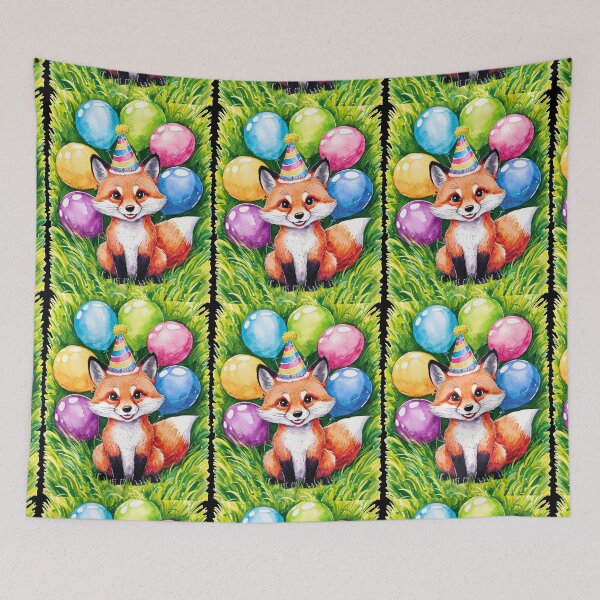 Item preview, Birthday Celebration. Birthday Fox. Adorable fox, birthday balloons, watercolor fox, fox drawing, floral fox designed and sold by FoxVibes.
