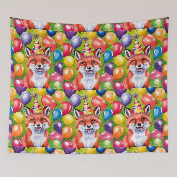 Item preview, Birthday Celebration. Birthday Fox. Adorable fox, birthday balloons, watercolor fox, fox drawing, floral fox designed and sold by FoxVibes.