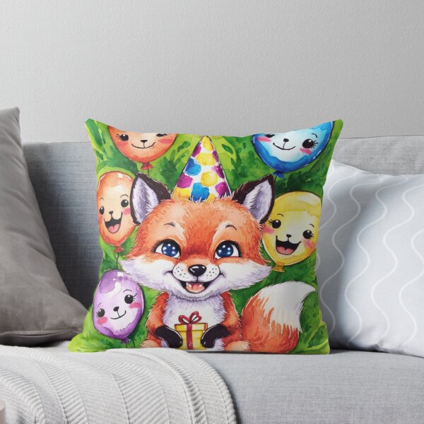 Item preview, Birthday Celebration. Birthday Fox. Adorable fox, birthday balloons, watercolor fox, fox drawing, floral fox designed and sold by FoxVibes.