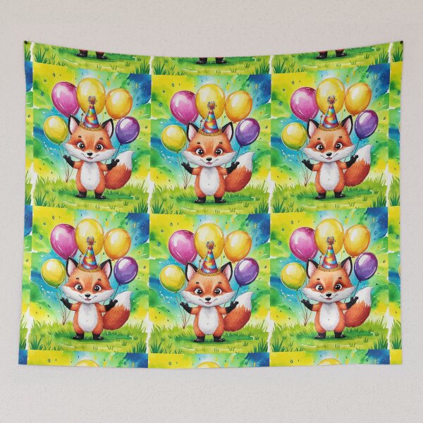 Item preview, Birthday Celebration. Birthday Fox. Adorable fox, birthday balloons, watercolor fox, fox drawing, floral fox designed and sold by FoxVibes.