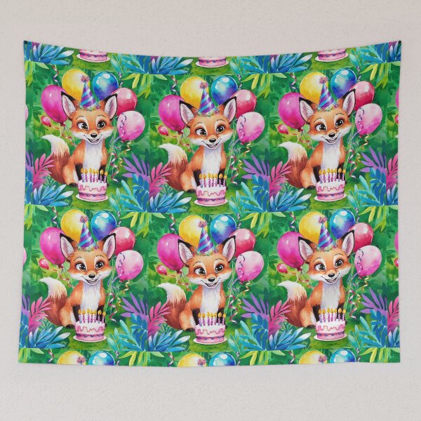 Item preview, Birthday Celebration. Birthday Fox. Adorable fox, birthday balloons, watercolor fox, fox drawing, floral fox designed and sold by FoxVibes.