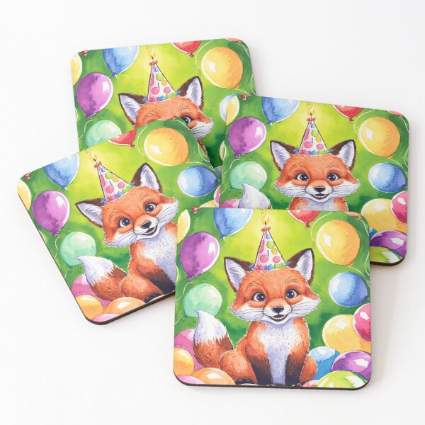 Item preview, Birthday Celebration. Birthday Fox. Adorable fox, birthday balloons, watercolor fox, fox drawing, floral fox designed and sold by FoxVibes.