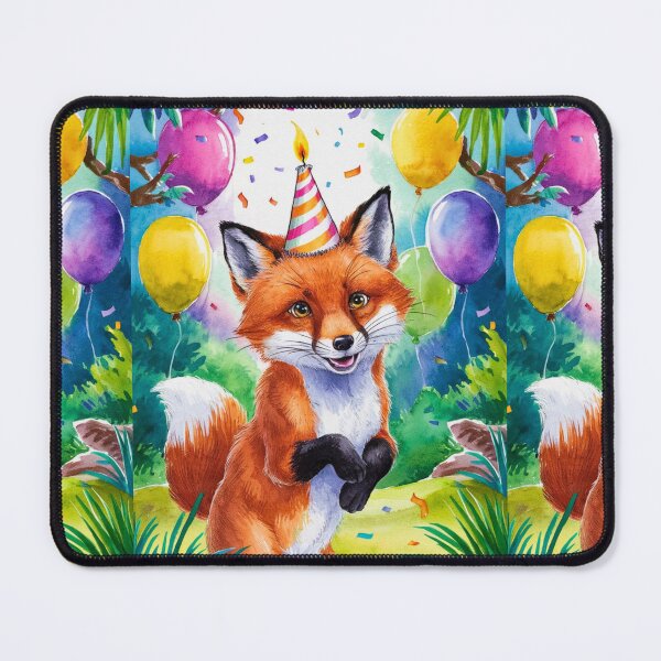 Item preview, Birthday Celebration. Birthday Fox. Adorable fox, birthday balloons, watercolor fox, fox drawing, floral fox designed and sold by FoxVibes.