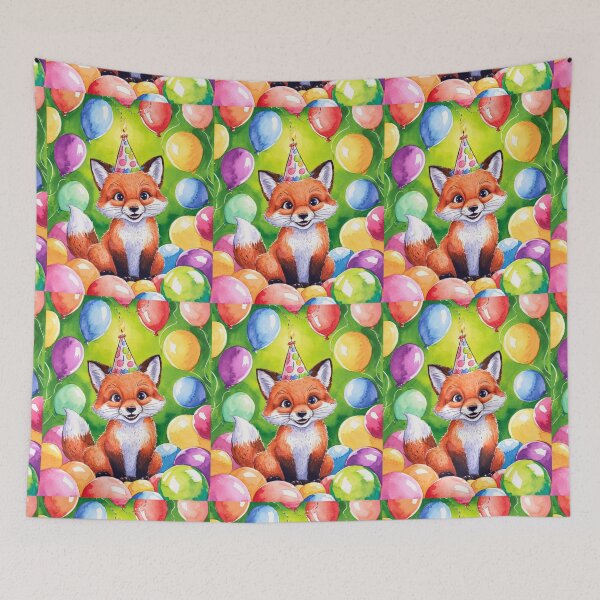 Item preview, Birthday Celebration. Birthday Fox. Adorable fox, birthday balloons, watercolor fox, fox drawing, floral fox designed and sold by FoxVibes.
