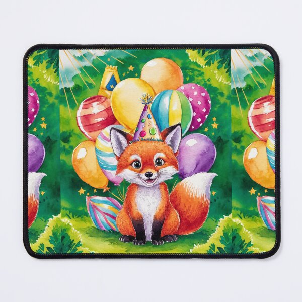 Item preview, Birthday Celebration. Birthday Fox. Adorable fox, birthday balloons, watercolor fox, fox drawing, floral fox designed and sold by FoxVibes.