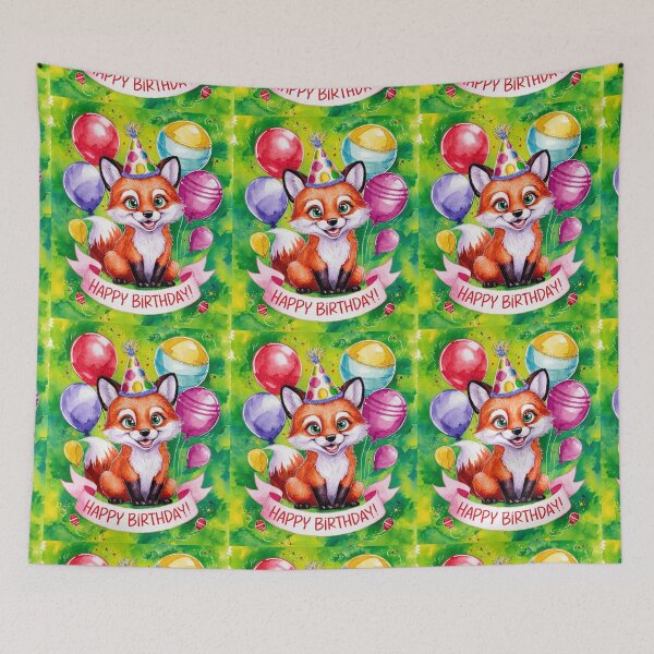 Item preview, Birthday Celebration. Birthday Fox. Adorable fox, birthday balloons, watercolor fox, fox drawing, floral fox designed and sold by FoxVibes.