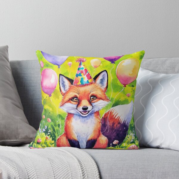 Item preview, Birthday Celebration. Birthday Fox. Adorable fox, birthday balloons, watercolor fox, fox drawing, floral fox designed and sold by FoxVibes.