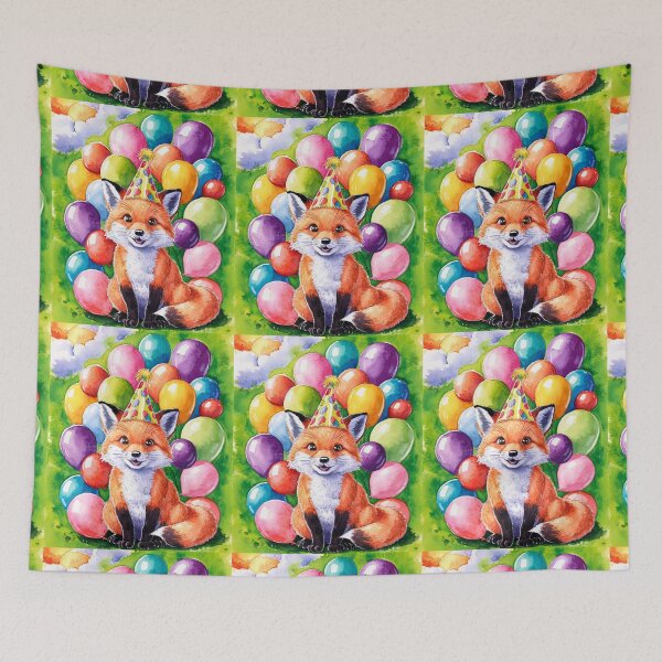 Item preview, Birthday Celebration. Birthday Fox. Adorable fox, birthday balloons, watercolor fox, fox drawing, floral fox designed and sold by FoxVibes.