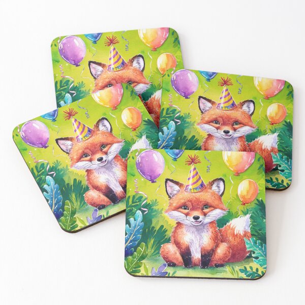 Item preview, Birthday Celebration. Birthday Fox. Adorable fox, birthday balloons, watercolor fox, fox drawing, floral fox designed and sold by FoxVibes.