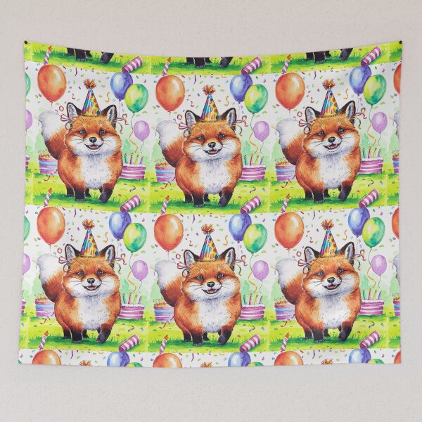 Item preview, Birthday Celebration. Birthday Fox. Adorable fox, birthday balloons, watercolor fox, fox drawing, floral fox designed and sold by FoxVibes.