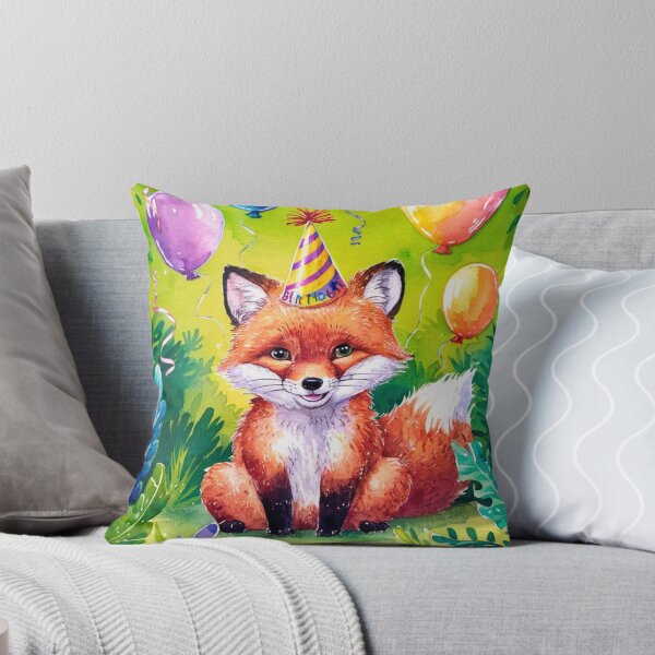 Item preview, Birthday Celebration. Birthday Fox. Adorable fox, birthday balloons, watercolor fox, fox drawing, floral fox designed and sold by FoxVibes.