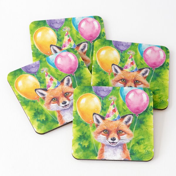 Item preview, Birthday Celebration. Birthday Fox. Adorable fox, birthday balloons, watercolor fox, fox drawing, floral fox designed and sold by FoxVibes.
