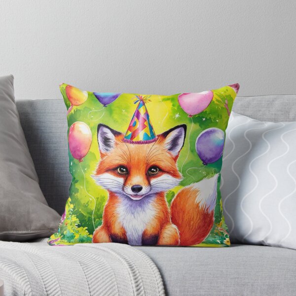 Item preview, Birthday Celebration. Birthday Fox. Adorable fox, birthday balloons, watercolor fox, fox drawing, floral fox designed and sold by FoxVibes.
