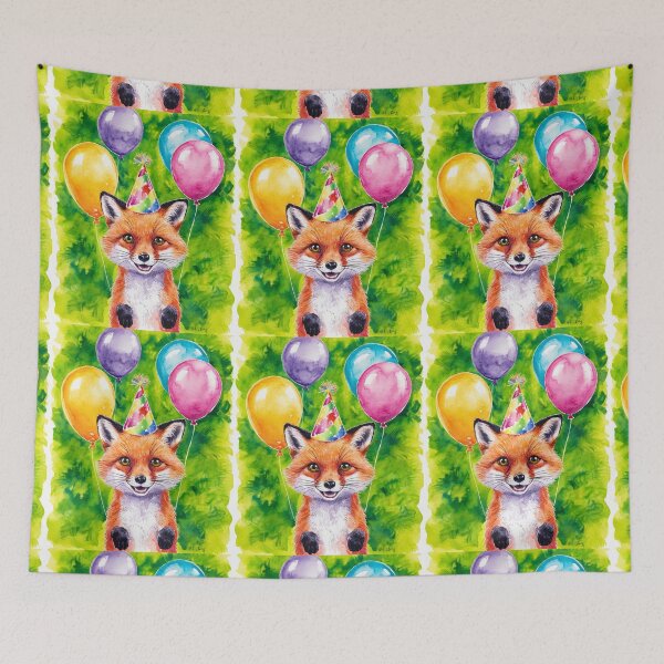 Item preview, Birthday Celebration. Birthday Fox. Adorable fox, birthday balloons, watercolor fox, fox drawing, floral fox designed and sold by FoxVibes.