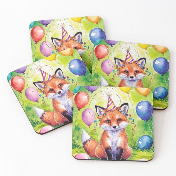 Item preview, Birthday Celebration. Birthday Fox. Adorable fox, birthday balloons, watercolor fox, fox drawing, floral fox designed and sold by FoxVibes.