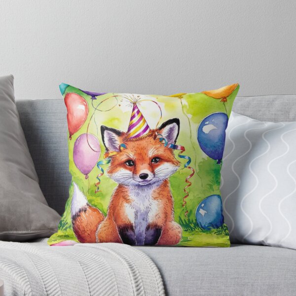 Item preview, Birthday Celebration. Birthday Fox. Adorable fox, birthday balloons, watercolor fox, fox drawing, floral fox designed and sold by FoxVibes.