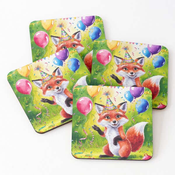 Item preview, Birthday Celebration. Birthday Fox. Adorable fox, birthday balloons, watercolor fox, fox drawing, floral fox designed and sold by FoxVibes.