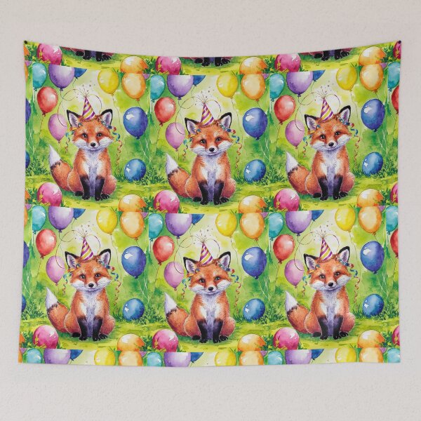 Item preview, Birthday Celebration. Birthday Fox. Adorable fox, birthday balloons, watercolor fox, fox drawing, floral fox designed and sold by FoxVibes.