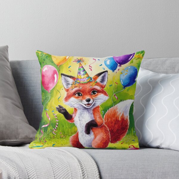 Item preview, Birthday Celebration. Birthday Fox. Adorable fox, birthday balloons, watercolor fox, fox drawing, floral fox designed and sold by FoxVibes.