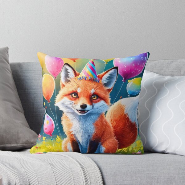 Item preview, Birthday Celebration. Birthday Fox. Adorable fox, birthday balloons, watercolor fox, fox drawing, floral fox designed and sold by FoxVibes.