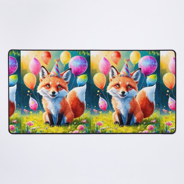 Item preview, Birthday Celebration. Birthday Fox. Adorable fox, birthday balloons, watercolor fox, fox drawing, floral fox designed and sold by FoxVibes.