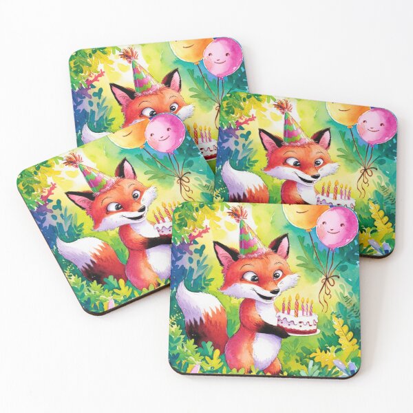 Item preview, Birthday Celebration. Birthday Fox. Adorable fox, birthday balloons, watercolor fox, fox drawing, floral fox designed and sold by FoxVibes.