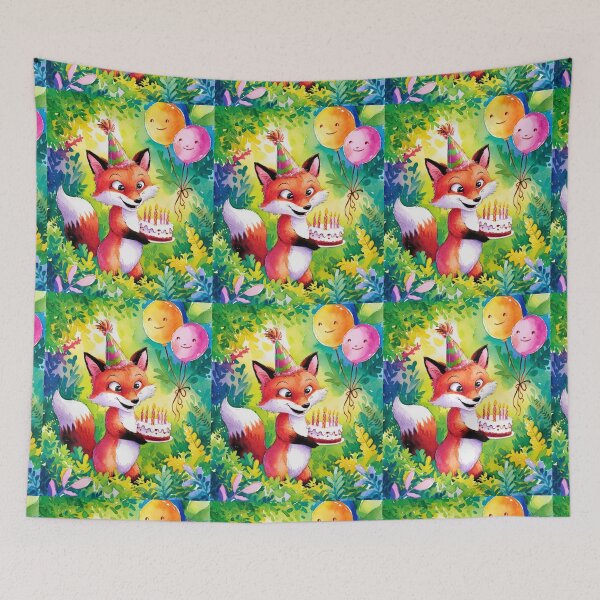Item preview, Birthday Celebration. Birthday Fox. Adorable fox, birthday balloons, watercolor fox, fox drawing, floral fox designed and sold by FoxVibes.