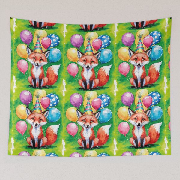 Item preview, Birthday Celebration. Birthday Fox. Adorable fox, birthday balloons, watercolor fox, fox drawing, floral fox designed and sold by FoxVibes.
