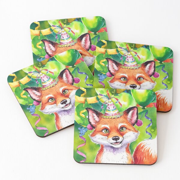 Item preview, Birthday Celebration. Birthday Fox. Adorable fox, birthday balloons, watercolor fox, fox drawing, floral fox designed and sold by FoxVibes.