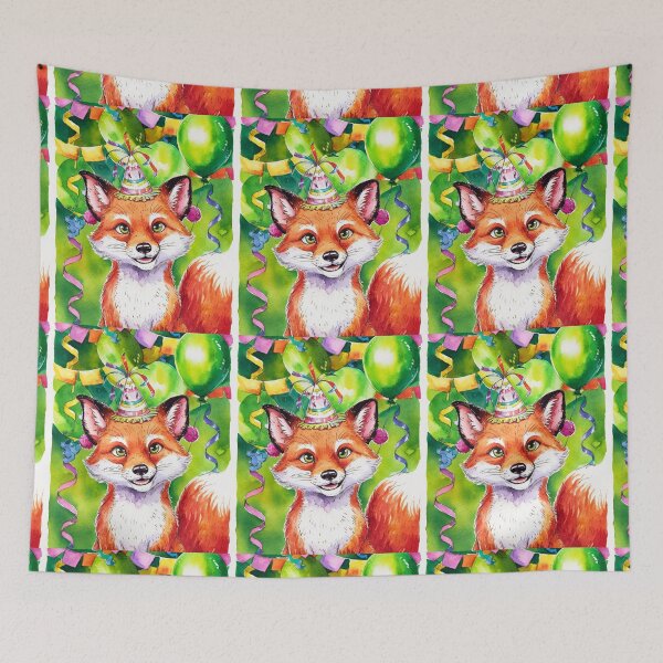 Item preview, Birthday Celebration. Birthday Fox. Adorable fox, birthday balloons, watercolor fox, fox drawing, floral fox designed and sold by FoxVibes.
