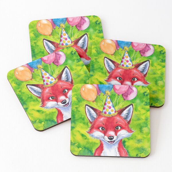Item preview, Birthday Celebration. Birthday Fox. Adorable fox, birthday balloons, watercolor fox, fox drawing, floral fox designed and sold by FoxVibes.