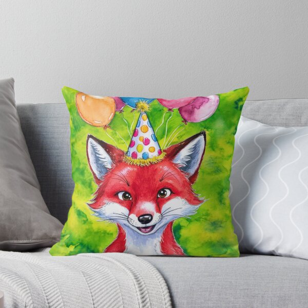 Item preview, Birthday Celebration. Birthday Fox. Adorable fox, birthday balloons, watercolor fox, fox drawing, floral fox designed and sold by FoxVibes.