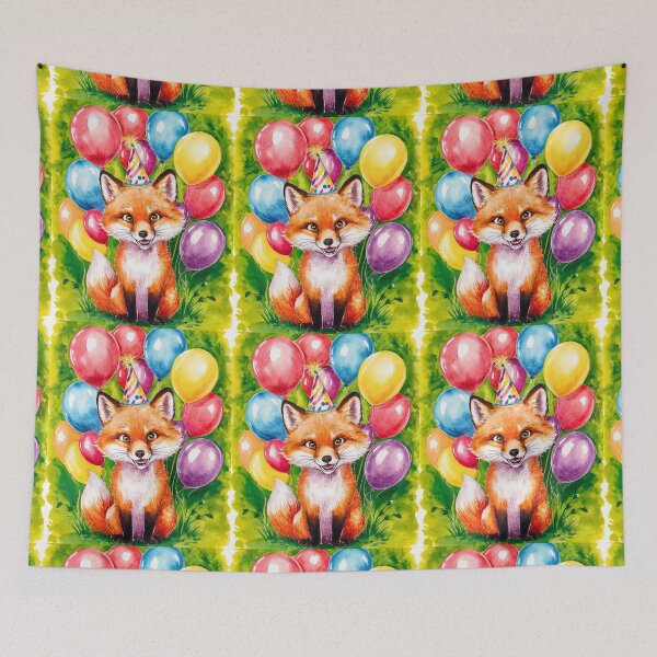 Item preview, Birthday Celebration. Birthday Fox. Adorable fox, birthday balloons, watercolor fox, fox drawing, floral fox designed and sold by FoxVibes.