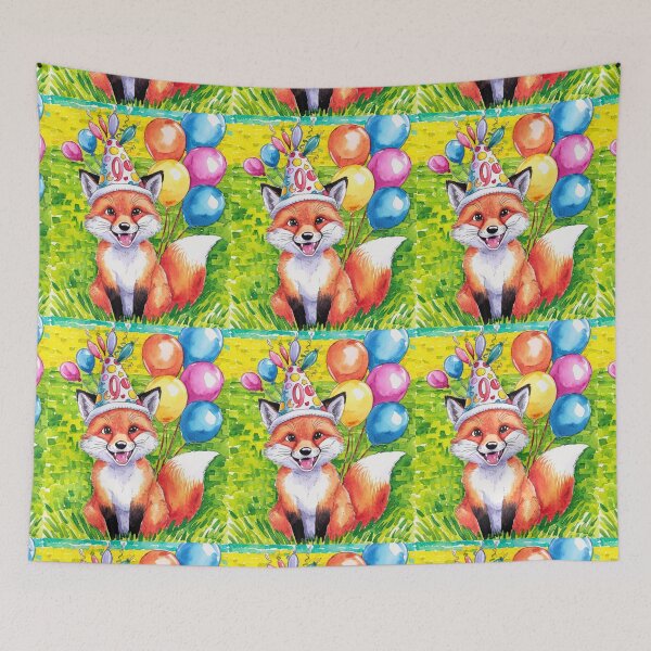 Item preview, Birthday Celebration. Birthday Fox. Adorable fox, birthday balloons, watercolor fox, fox drawing, floral fox designed and sold by FoxVibes.