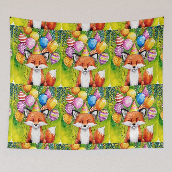 Item preview, Birthday Celebration. Birthday Fox. Adorable fox, birthday balloons, watercolor fox, fox drawing, floral fox designed and sold by FoxVibes.