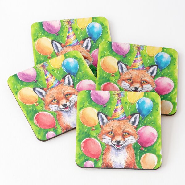Item preview, Birthday Celebration. Birthday Fox. Adorable fox, birthday balloons, watercolor fox, fox drawing, floral fox designed and sold by FoxVibes.