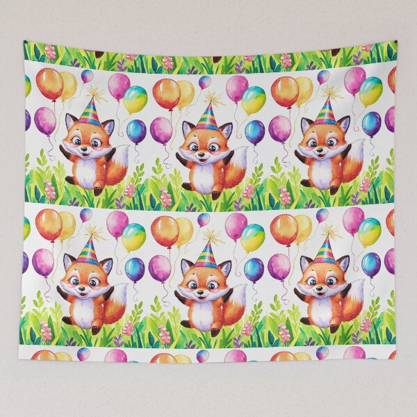 Item preview, Birthday Celebration. Birthday Fox. Adorable fox, birthday balloons, watercolor fox, fox drawing, floral fox designed and sold by FoxVibes.