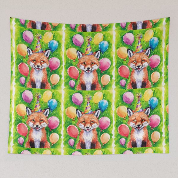 Item preview, Birthday Celebration. Birthday Fox. Adorable fox, birthday balloons, watercolor fox, fox drawing, floral fox designed and sold by FoxVibes.