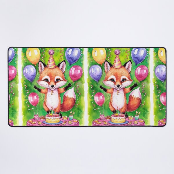 Item preview, Birthday Celebration. Birthday Fox. Adorable fox, birthday balloons, watercolor fox, fox drawing, floral fox designed and sold by FoxVibes.