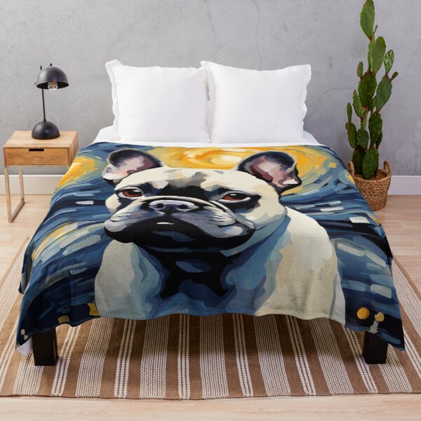 Item preview, French Bulldog Dog Breed Painting in a Van Gogh Starry Night Art Style designed and sold by Art-Jiyuu.