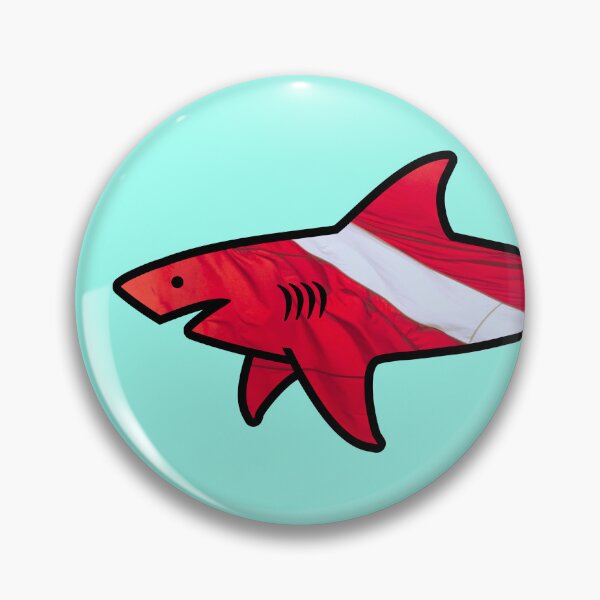 Item preview, Version 7: Diver Down Flag Shark T-Shirt or Sticker, Scuba Diving Shirt tshirt, Bull Shark tee, Great White Shark t-shirt, bold vector art of modern take on beach sharks. designed and sold by markmm9.