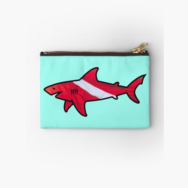 Item preview, Version 7: Diver Down Flag Shark T-Shirt or Sticker, Scuba Diving Shirt tshirt, Bull Shark tee, Great White Shark t-shirt, bold vector art of modern take on beach sharks. designed and sold by markmm9.